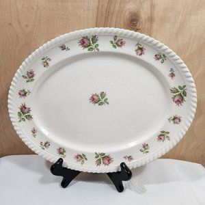 Johnson Bros WindsorWare English Rose Oval Platter 12" vintage pink floral dish
